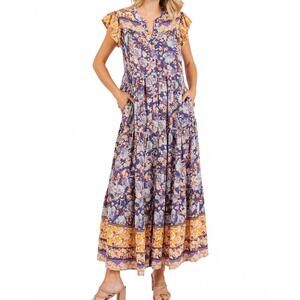 NEW MITTOSHOP esmé maxi dress in peacock blue